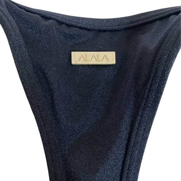 ALALA Sports Top Medium Black Racer Back Tank Ruched Side Ties - Picture 3 of 7